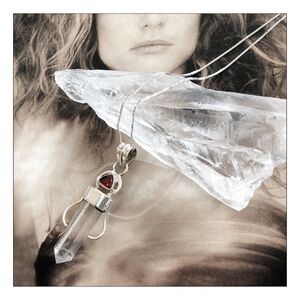 STERLING Silver Quartz Crystal & Garnet Healing Necklace